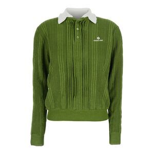 Shushu/Tong Women Contrast Collar Knit Pullover Green